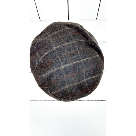 Brown plaid checkered newsboy cap/paperboy hat/medium - Picture 3 of 6